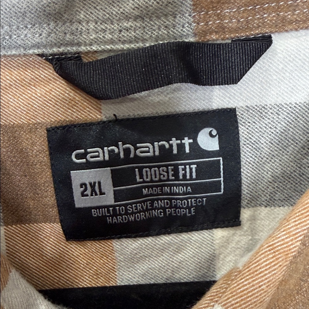 Carhartt Men's Gray and Brown Checkered Shirt - Picture 4 of 8